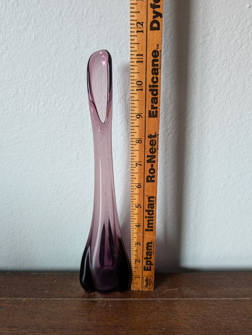 Vintage Viking Glass Amathyst Purple 3 Foil Bud Vase